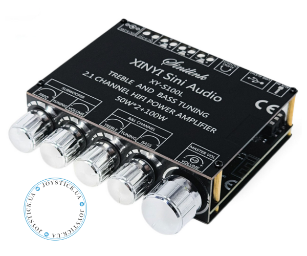 Sinilink XY-S100L – 2.1 channel 2x50 plus 100 watt subwoofer output Class D Audio Amplifier - support Bluetooth AUX and USB Color Black